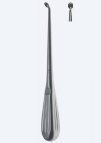 Кюретка (ложка) костная Bruns Fig. 000, длина 230мм, изогнутая вверх, полость 2,0мм KN1771