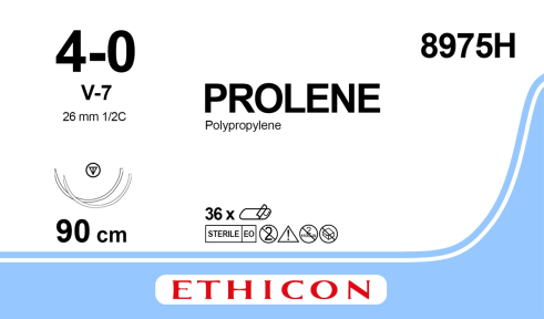Пролен (Prolene) 4/0, довжина 90см, 2 кол-ріж. голки 26мм 8975H
