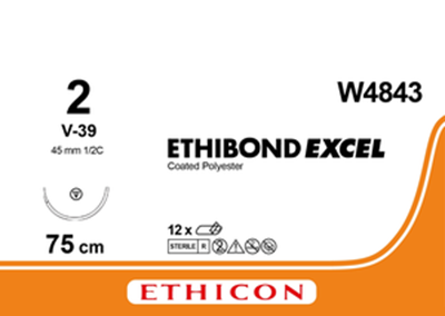 Этибонд Эксель (Ethibond Excel) 2, 4шт. по 75см, кол-реж. игла 45мм W4843