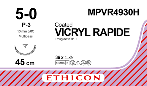 Викрил Рапид (Vicryl Rapide) 5/0, длина 45см, обр-реж. игла 13мм MPVR4930H