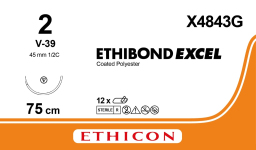 Этибонд Эксель (Ethibond Excel) 2, длина 4шт по 75см, кол-реж. игла 45мм X4843G
