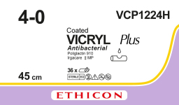 Викрил Плюс (Vicryl Plus) 4/0, 6 шт. по 45см, без иглы VCP1224H