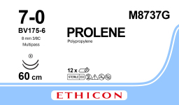 Пролен (Prolene) 7/0, длина 2шт. по 60см, 2 кол. иглы 8мм M8737G