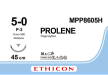 Пролен (Prolene) 5/0, длина 45см, обр-реж. игла 13мм MPP8605H