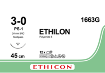 Етілон (Ethilon) 3/0, довжина 45см, зв-ріж. голка 24мм 1663G
