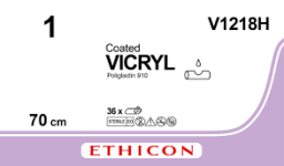 Викрил (Vicryl) 1, 5 шт. по 70см, без иглы V1218H