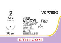 Викрил Плюс (Vicryl Plus) 2, 4шт. по 70см, кол. игла 26мм VCP760G