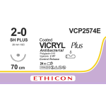 Вікрил Плюс (Vicryl Plus) 2/0, 4шт. по 70см, кол. голка 26мм VCP2574E