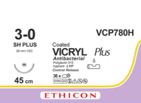 Вікрил Плюс (Vicryl Plus) 3/0, 4шт. по 45см, кол. голка 26мм VCP780H
