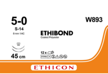 Этибонд Эксель (Ethibond Excel) 5/0, длина 45см, 2 шпательные иглы 8мм W893