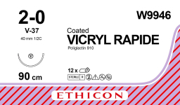 Викрил Рапид (Vicryl Rapide) 2/0, длина 90см, кол-реж. игла 40мм W9946