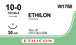 Етілон (Ethilon) 10/0, довжина 30см, шпательна голка 6,5мм W1768
