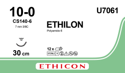 Этилон (Ethilon) 10/0, длина 30см, шпательная игла 6,5мм U7061