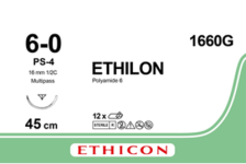 Етілон (Ethilon) 6/0, довжина 45см, зв-ріж. голка 16мм 1660G