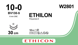 Етілон (Ethilon) 10/0, довжина 30см, 2 кол. голки 6,5мм W2801