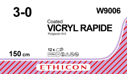 Вікрил Рапід (Vicryl Rapide) 3/0, довжина 150см, без голки W9006