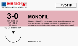 Монофіл (Monofil) 3/0, довжина 70см, ріж. голка 23мм FV541F