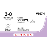 Викрил (Vicryl) 3/0, длина 70см, 2 кол. иглы 17мм V667H