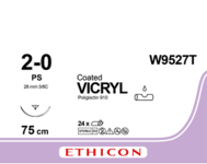 Викрил (Vicryl) 2/0, длина 75см, обр-реж. игла 26мм Prime W9527T