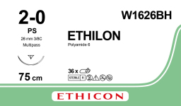 Етілон (Ethilon) 2/0, довжина 75см, зв-ріж. голка 26мм W1626BH