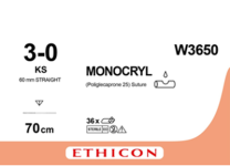 Монокрил (Monocryl) 3/0, длина 70см, реж. игла 60мм W3650