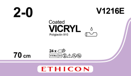 Викрил (Vicryl) 2/0, 5 шт. по 70см, без иглы V1216E