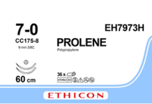 Пролен (Prolene) 7/0, длина 60см, 2 кол-реж. иглы 9,3мм EH7973H