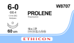 Пролен (Prolene) 6/0, длина 60см, 2 кол-реж. иглы 13мм CC-1 W8707
