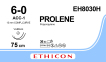 Пролен (Prolene) 6/0, длина 75см, 2 кол-реж. иглы 13мм ACC-1 Visi Black EH8030H