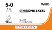 Этибонд Эксель (Ethibond Excel) 5/0, длина 45см, 2 шпательные иглы 8мм W883