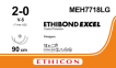 Этибонд Эксель (Ethibond Excel) 2/0, PTFE 4шт по 90см, 2 кол-реж. иглы 17мм MEH7718LG
