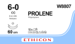 Пролен (Prolene) 6/0, длина 60см, 2 кол-реж. иглы 9,3мм CC W8807